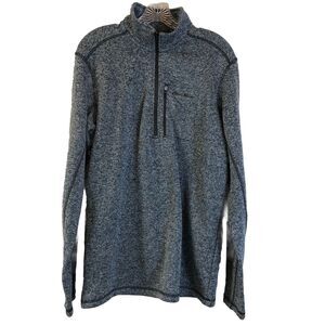 Eddie Bauer Sweatshirt Mens Pullover Sz TL Tall Large Blue 1/4 Zip Pocks Fleece